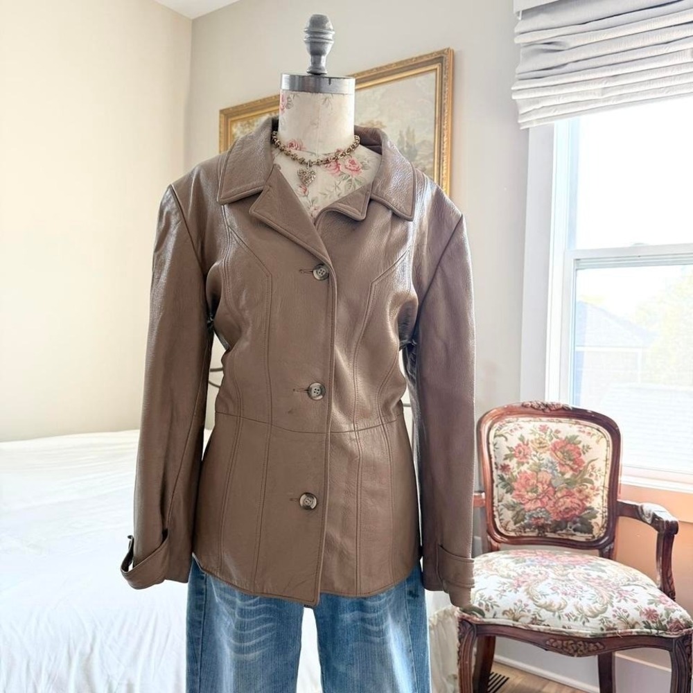 60s‎ taupe leathers by new england genuine leather jacket